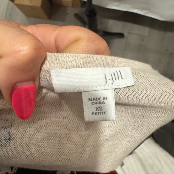 J. Jill Sweater Women's XS Beige Paisley Open Front Cardigan 3/4 Sleeve - Picture 4 of 4